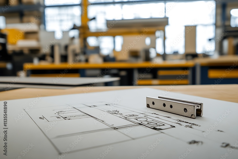 Poster Detailed Architectural Plans with Modern Industrial Tools in a Workshop : Generative AI