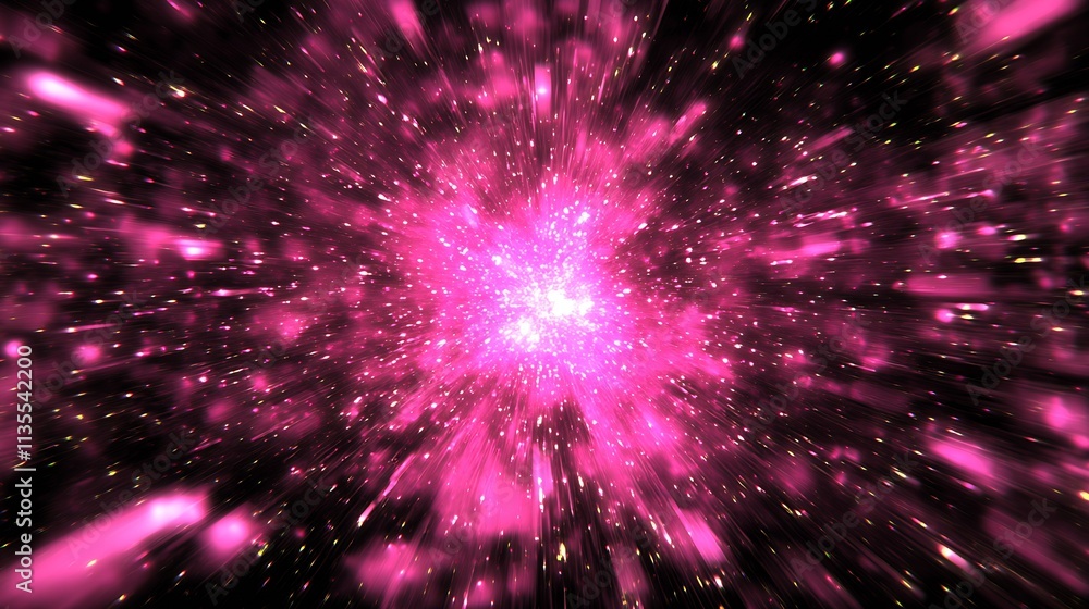 Aufkleber vibrant cosmic explosion pink nebula in the universe expansive starburst : generative ai