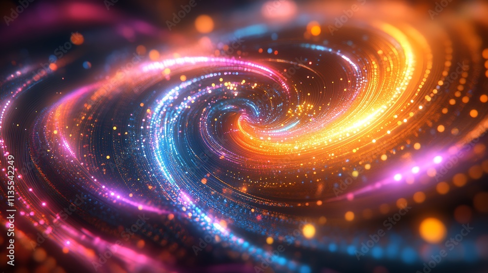 Poster dynamic abstract light swirl in vibrant colors with cosmic energy theme : generative ai