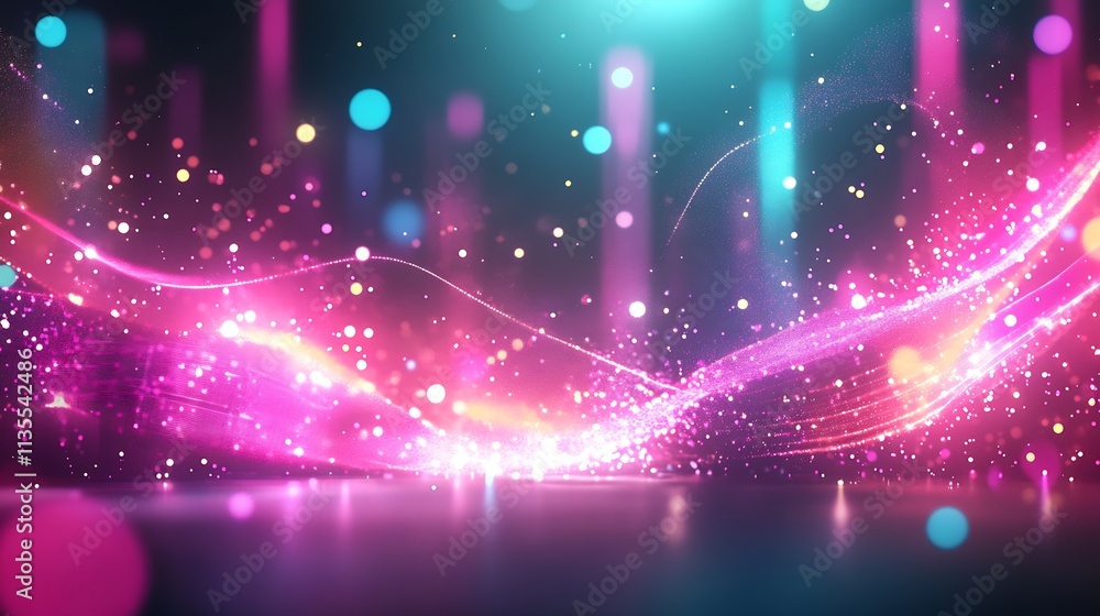 Aufkleber energetic futuristic neon light artwork with glowing particles and colorful abstract background : ge