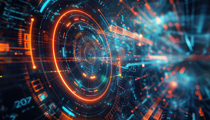 Fototapeta premium Abstract Digital Concentric Ring Data Visualization