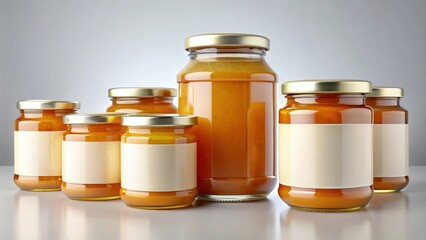 Honey jars mockup with blank label for branding, honey, jars, mockup, blank, label, branding, product, design, template, packaging