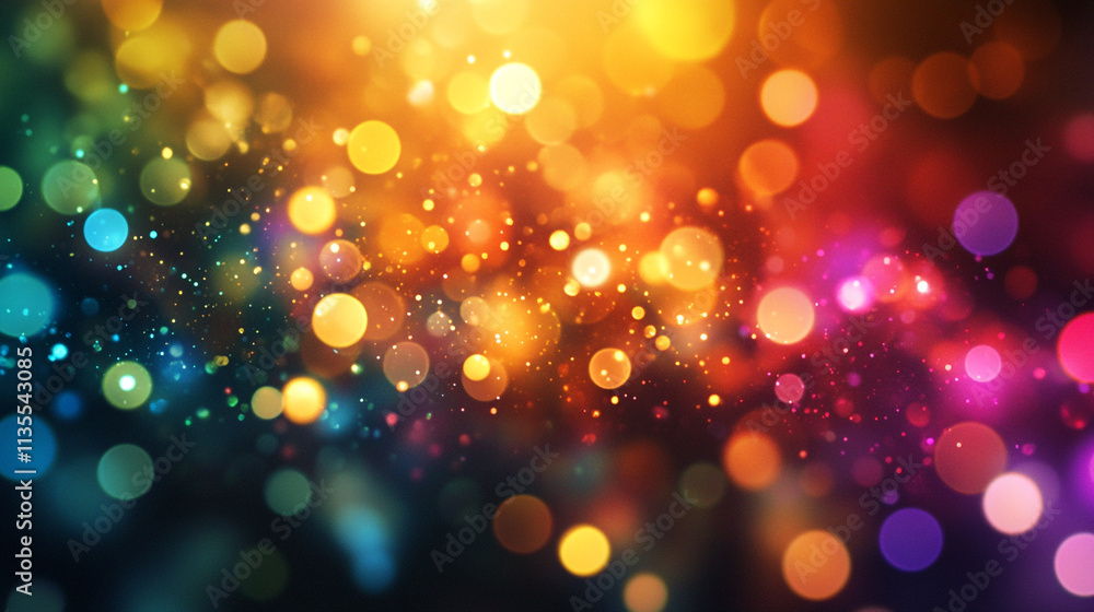 Poster colorful bokeh lights create a vibrant atmosphere in a nighttime setting