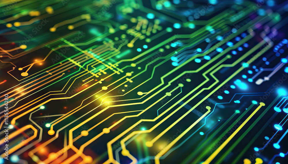 Aufkleber illuminated circuit board pathways and nodes