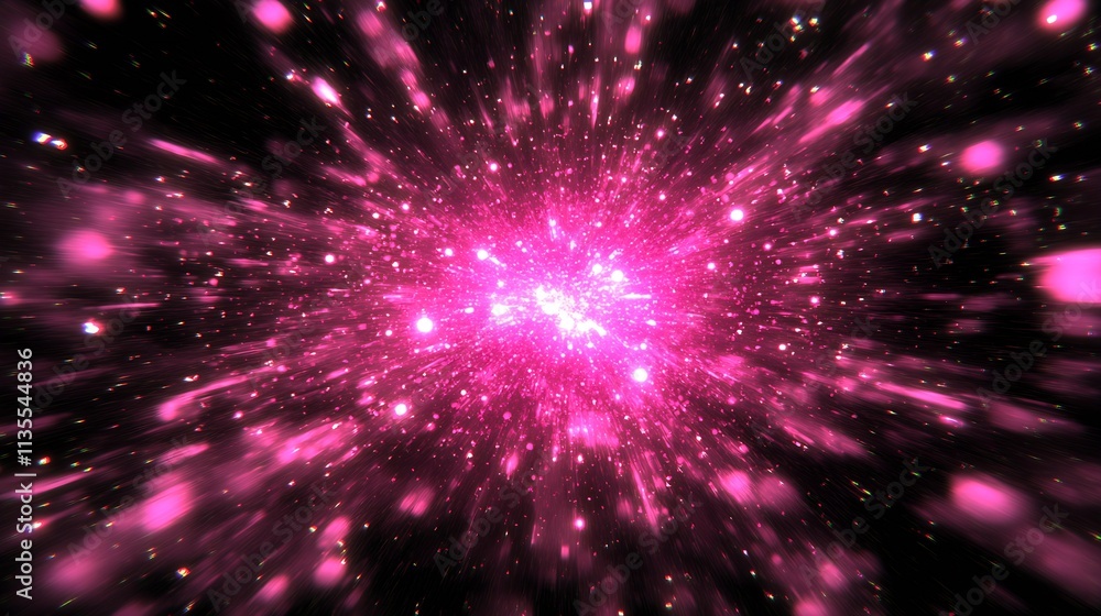 Poster expansive pink cosmic nebula dynamic starburst in the universe galaxy phenomenon : generative ai