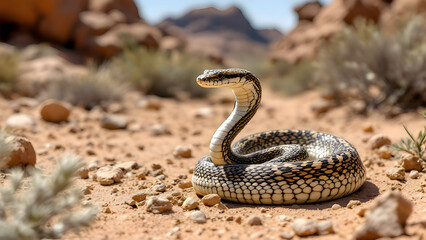 Obraz premium Rattlesnake Coiled and Ready to Strike | Desert Wildlife Photography