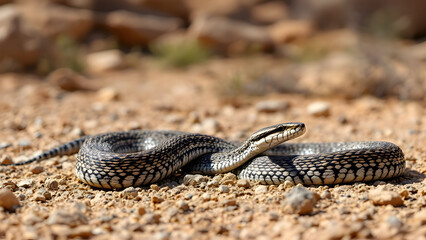 Obraz premium Rattlesnake Coiled and Ready to Strike | Desert Wildlife Photography