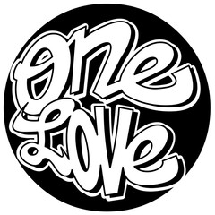One Love Lettering in a Crcle
