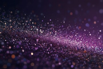 Obraz premium background illustration of small particles that sparkle with bokeh or blur effect, small pixels that fly irregularly make it amazing to look at. the overall color is shiny purple