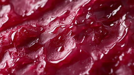 Obraz premium Close-up of glistening red fruit preserve showcasing rich texture and color