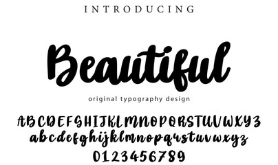 Beautiful Font Stylish brush painted an uppercase vector letters, alphabet, typeface