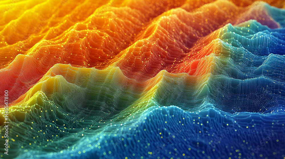 Poster colorful wave patterns create a stunning visual effect in a digital landscape