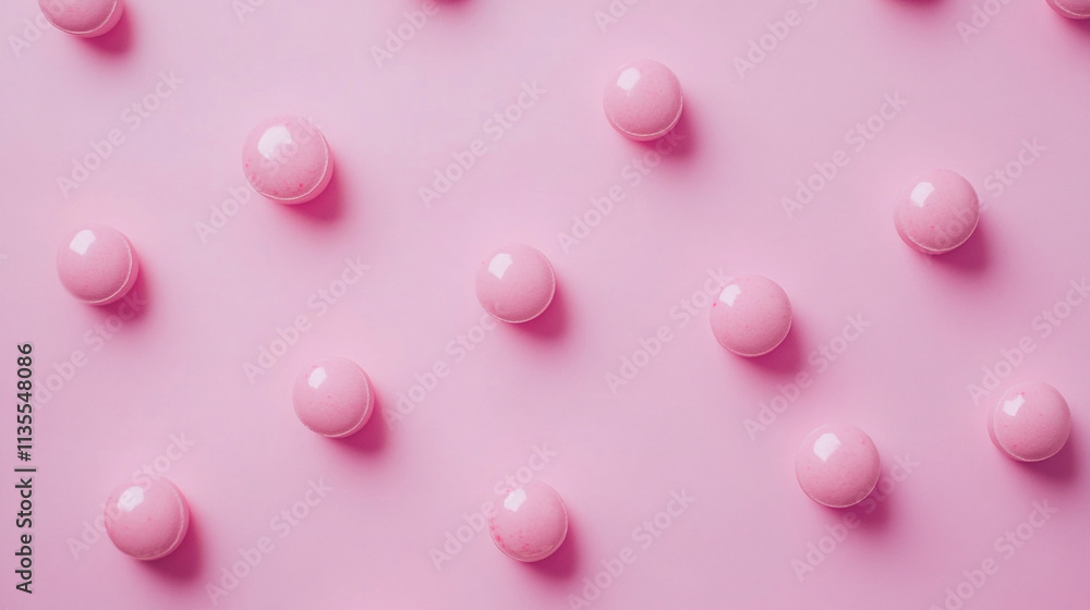 Poster vibrant pink round objects arranged on a soft pink background create a playful visual aesthetic