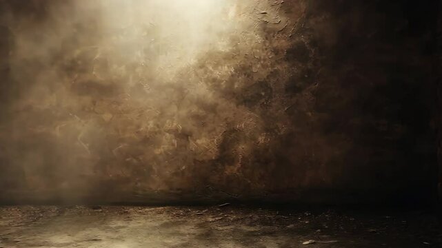 Mysterious ambiance created by fog and light in a dimly lit room during early morning hours