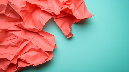 Colorful crumpled paper on a vibrant background in creative workspace