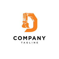 Letter J Hydraulic Mining Excavator Logo Icon Vector