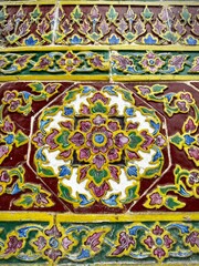 Colorful tiles on a building (Grand Temple, Bangkok, Thailand)