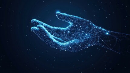 Abstract Digital Hand Reaching Outwards In Space