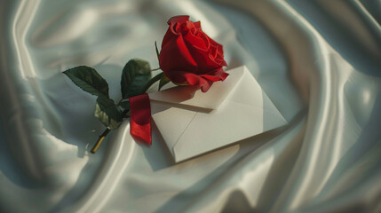 a love letter with a red rose