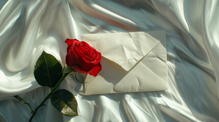 a love letter with a red rose
