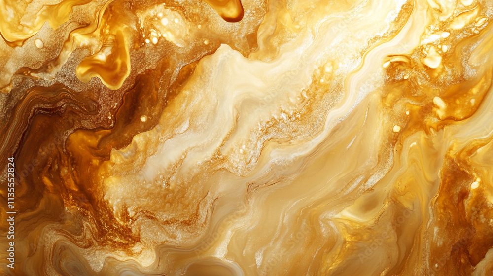 Poster abstract gold and cream swirls create a captivating artistic design in textured format