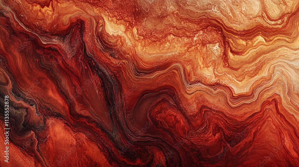 Poster abstract swirling patterns in warm red and orange tones create a vibrant backdrop for design