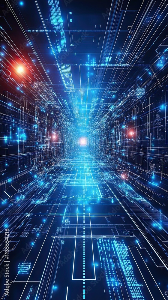 Aufkleber futuristic digital highway data stream network corridor