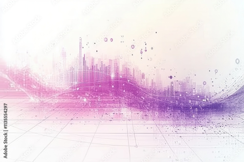 Poster colorful data waves with pie charts and graphs