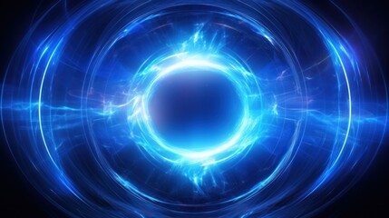Obraz premium A glowing blue vortex portal with swirling energy and neon highlights, creating a dynamic and ethereal effect