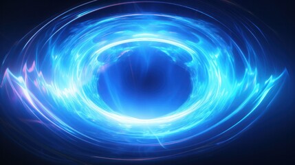 A glowing blue vortex portal with swirling energy and neon highlights, creating a dynamic and ethereal effect