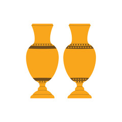 Ancient traditional brown clay flower vase. Clay vase with old-school nuance, typical of Indonesia. Design element illustration of traditional flower place with ornamental mandala