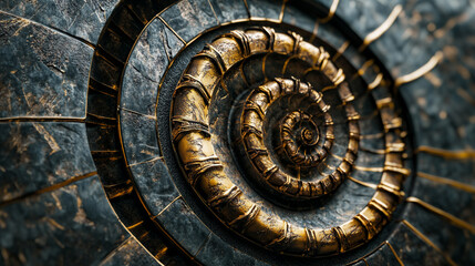 Spiral design with golden accents and textured surface showcasing intricate craftsmanship