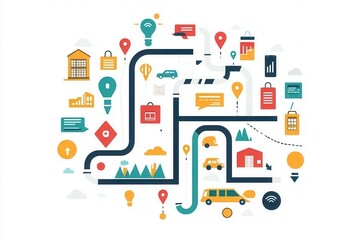 Business Timeline with Milestones and Pathway Guide