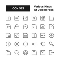 various icons and symbols for uploading files