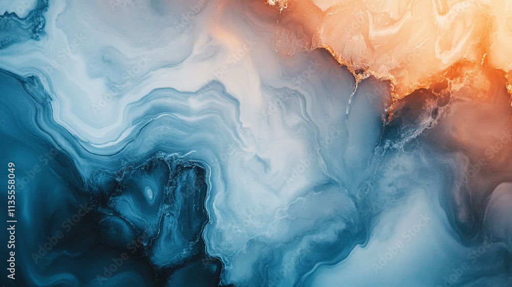 Poster abstract blue and orange swirling patterns create a mesmerizing visual effect