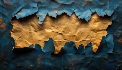 Torn Papyrus Texture on Aged Blue Background
