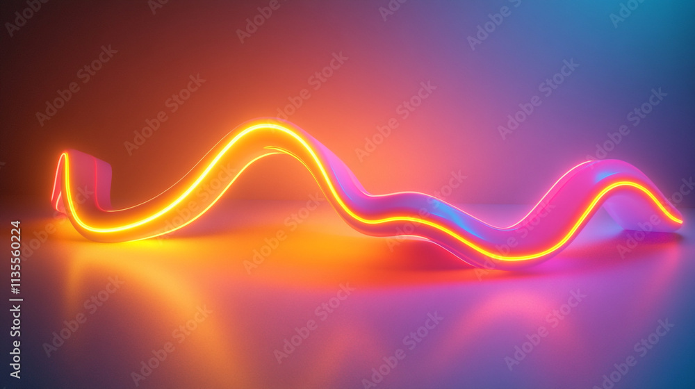 Aufkleber colorful neon waves illuminated against a dim background showcasing dynamic light patterns