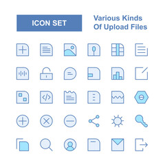 various icons and symbols for uploading files