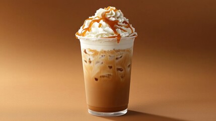 Iced Caramel Coffee Drink Topped With Whipped Cream