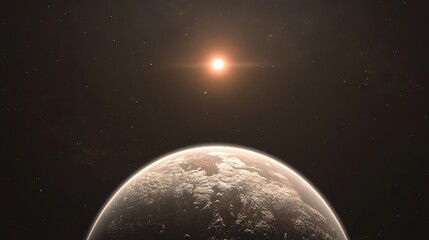 Fototapeta premium Exoplanet orbiting distant star in the cosmos.