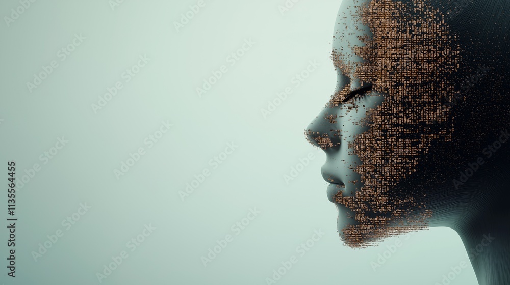 Poster a conceptual representation of artificial intelligence displaying data visualization on a human-like