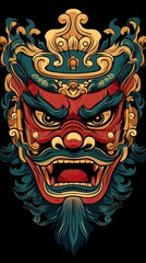 Fototapeta premium Majestic Asian Dragon Mask Artistic Illustration