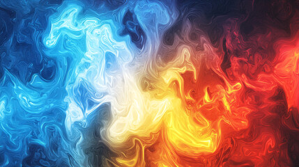 Fototapeta premium Fiery Blue & Red Swirls: An Abstract Dance of Opposites. A captivating blend of cool and warm hues.