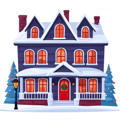 Festive Christmas Street featuring colorful houses, whimsical trees, and a magical holiday spirit.