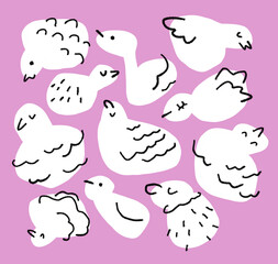 色々な形の鳥の背景素材のイラスト28