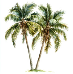 Fototapeta premium Palm Trees, a clipart illustration with a white background