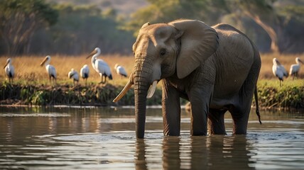 Fototapeta premium Majestic Elephant in the Wild. Wild Life Photography.