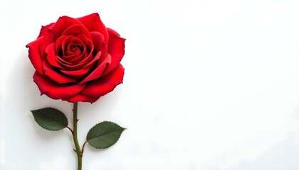 Naklejka premium A single, elegantly crafted red rose placed in full bloom, isolated on a white background