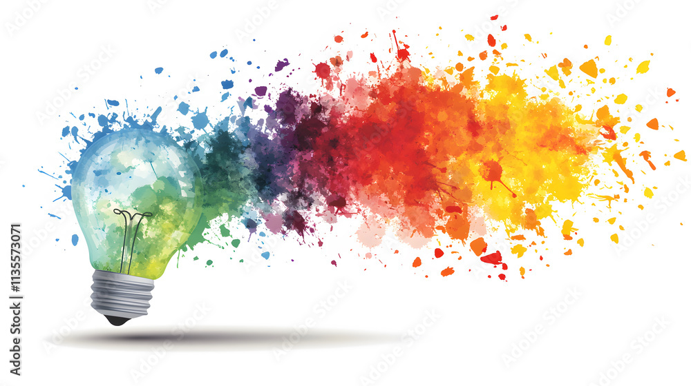 Poster creative explosion colorful light bulb art abstract design vibrant environment