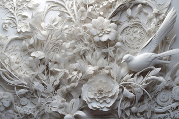 wall ornament with birds and flowers,